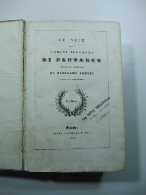 Le vite degli uomini illustri di Plutarco. Versione italiana di …