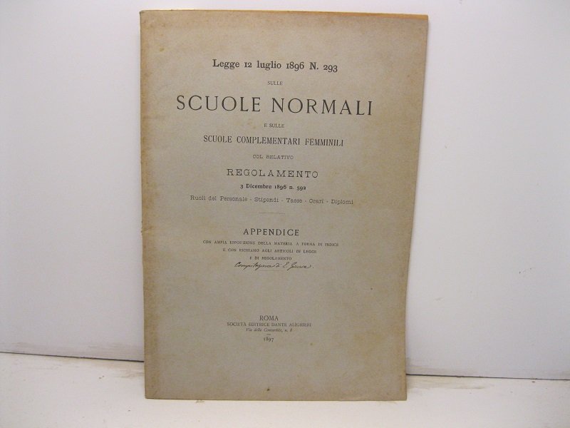 Legge 12 Luglio 1896, n. 293 sulle Scuole normali e …