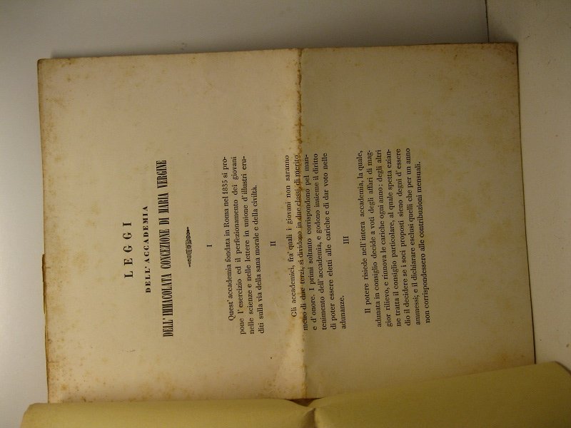 Leggi dell'Accademia dell'Immacolata Concezione di Maria Vergine