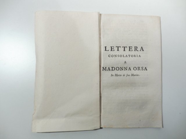 Lettera consolatoria a Madonna Orsa in morte di suo marito