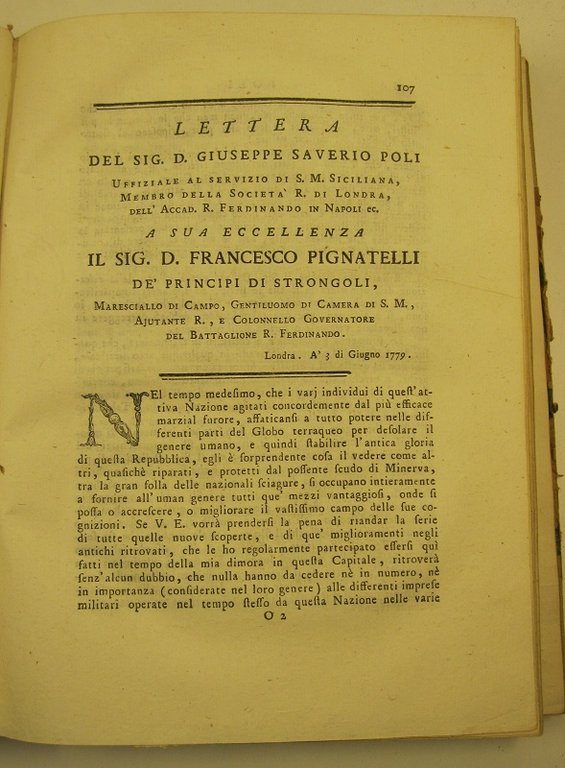 Lettera del sig. D. Giuseppe Saverio Poli. a sua eccellenza …