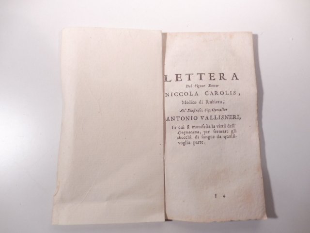 Lettera del Signor Dottor Niccola Carolis, medico di Rubiera all'illustriss. …