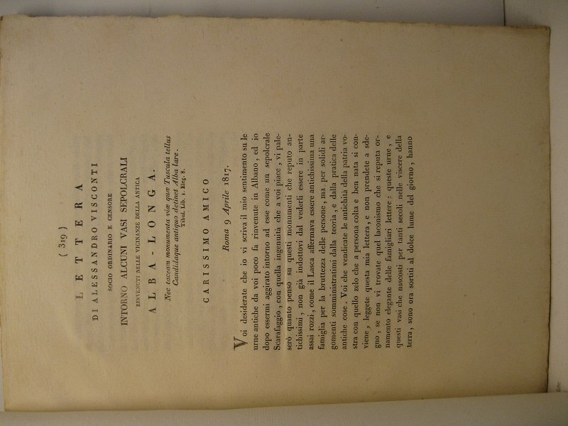 Lettera di Alessandro Visconti socio ordinario e censore intorno alcuni …