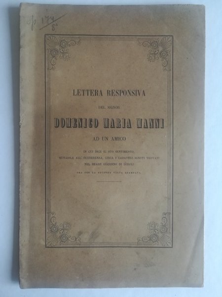 Lettera responsiva del signor Domenico M. Manni ad un amico …