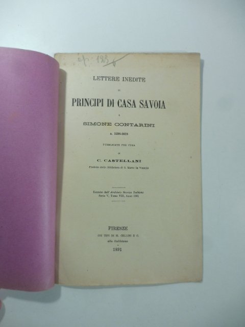 Lettere inedite di principi di casa Savoia a Simone Contarini …