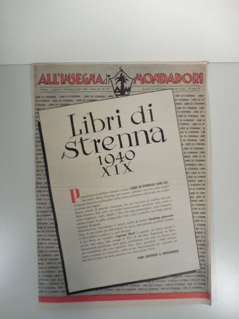 Libri di strenna 1940. XIX. All'insegna di Mondadori. (Pubblicazione pubblicitaria)