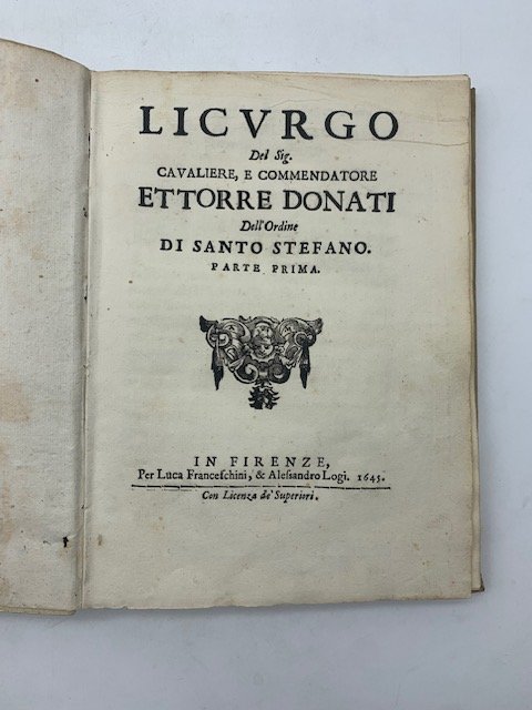 Licurgo del Sig. Cavaliere e Commendatore Ettorre Donati dell'Ordine di … | Immagine principale