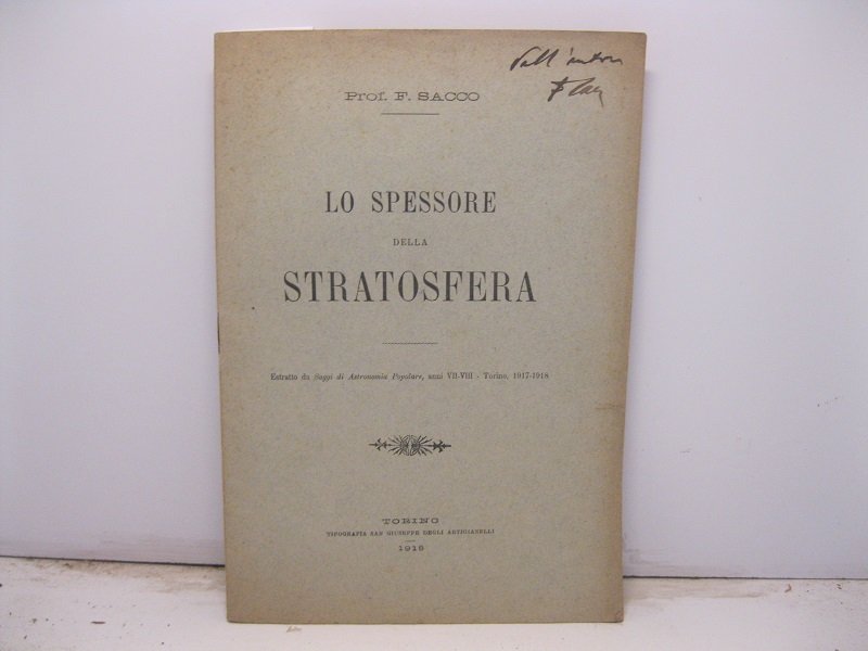 Lo spessore della stratosfera. Estratto da Saggi di Astronomia Popolare, …