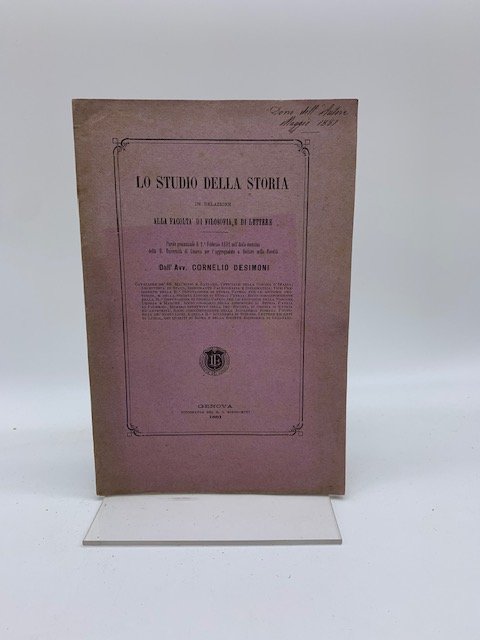 Lo studio della storia in relazione alla Facolta' di Filosofia …