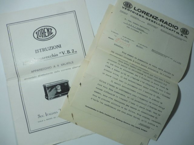 Lorenz. Istruzioni per l'apparecchio V.B.2. Apparecchio a 4 valvole dalla …