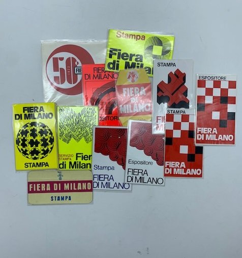 Lotto di adesivi Fiera di Milano (espositore, servizio stampa)