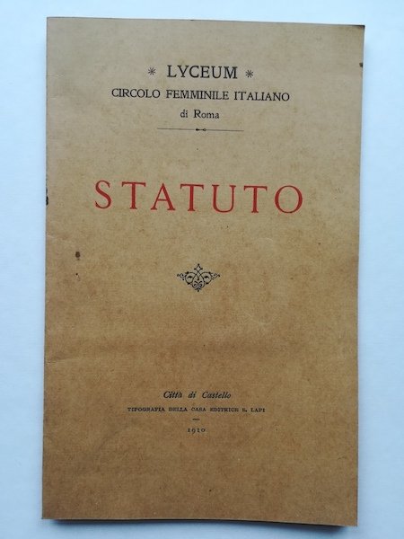Lyceum. Circolo femminile italiano di Roma. Statuto