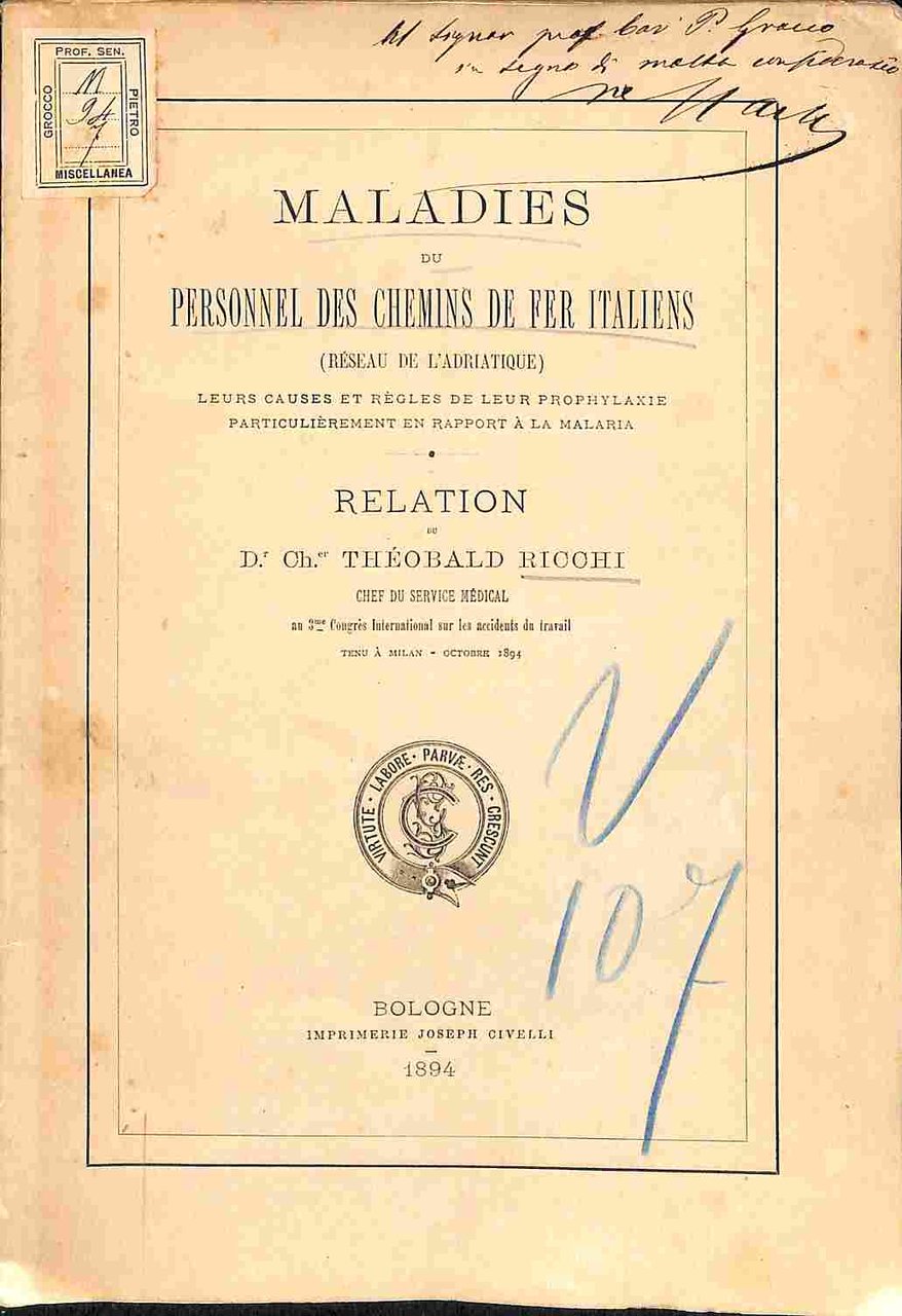 Maladies du personnel des Chemins de fer italiens (reseau de …