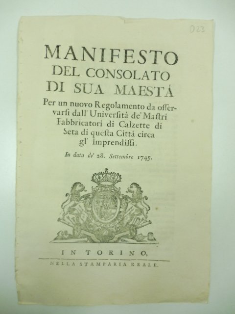 MANIFESTO DEL CONASOLATO DI SUA MAESTA'. Per un nuovo regolamento …