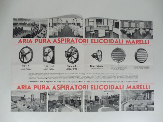 Marelli. Aria pura, aspiratori elicoidali. Pieghevole pubblicitario