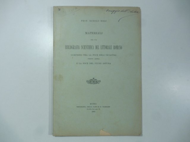 Materiali per una bibliografia scientifica del littorale romano compreso tra …