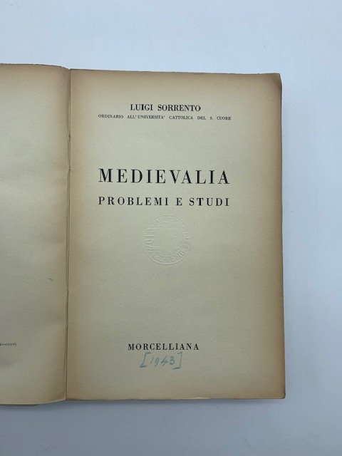 Medievalia problemi e studi