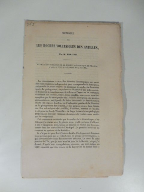 Memoire sur les roches volcaniques des Antilles