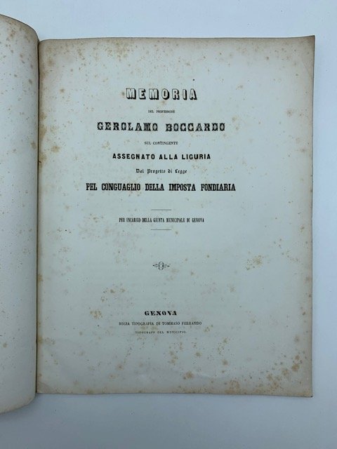 Memoria del Professore Gerolamo Boccardo sul contingente assegnato alla Liguria …