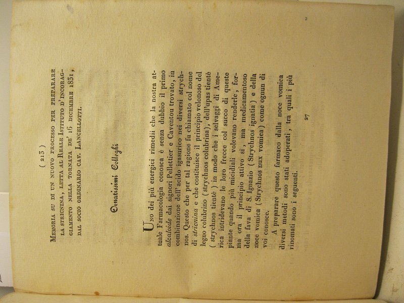 Memoria su di un nuovo processo per preparare la stricnina.