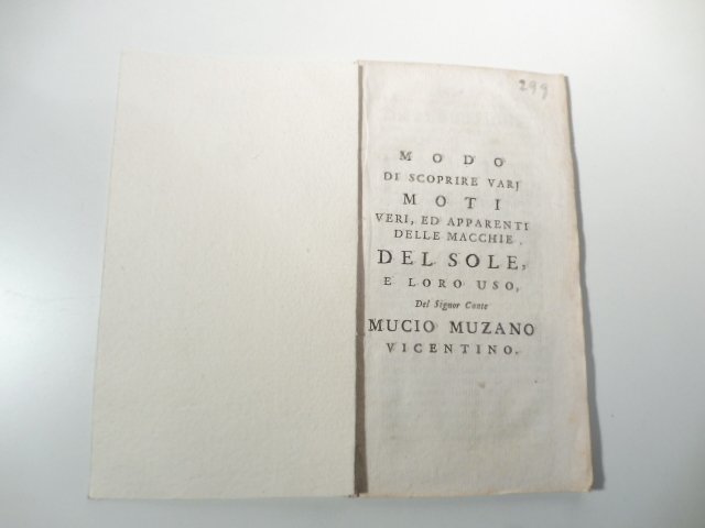 Modo di scoprire varj moti veri ed apparenti delle macchie …