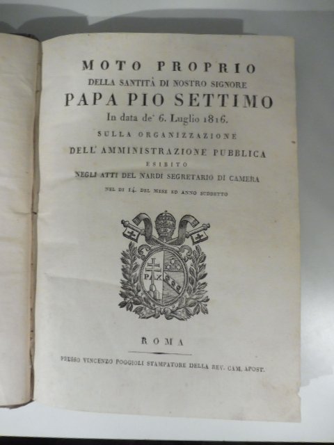 Moto proprio della Santita' di Nostro Signore Papa Pio Settimo. …