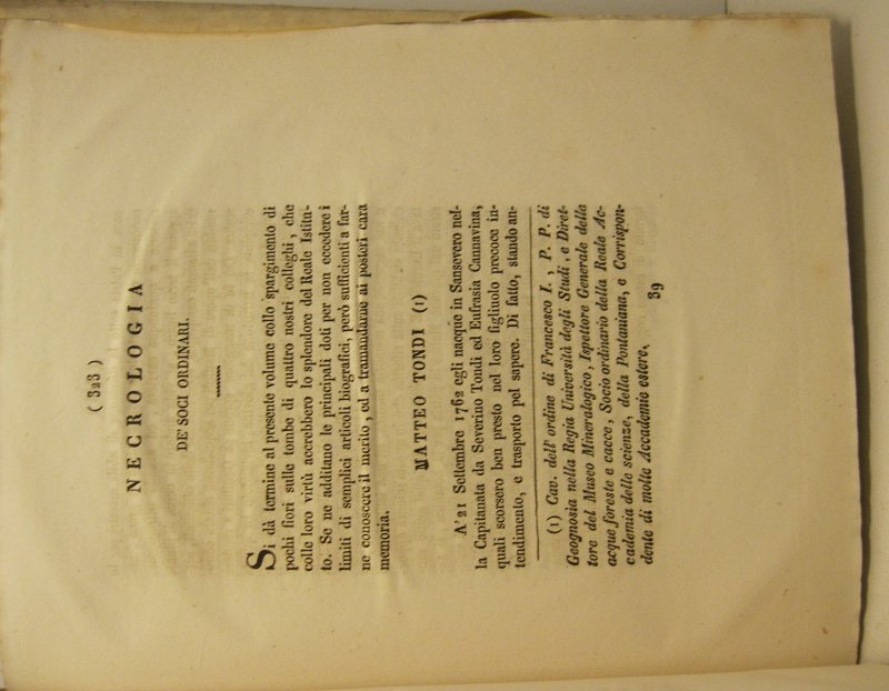 Necrologia de' soci ordinari. Matteo Tondi