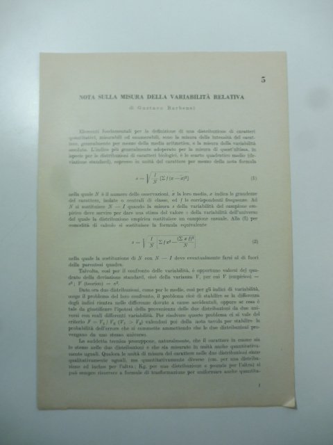 Nota sulla misura della variabilita' relativa