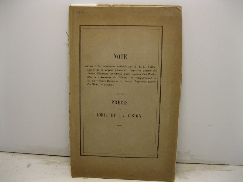 Note relative a' la candidature sollicite'e par M. L.-L. Valle'e …