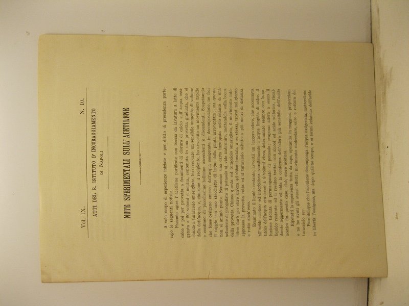 Note sperimentali sull'acetilene