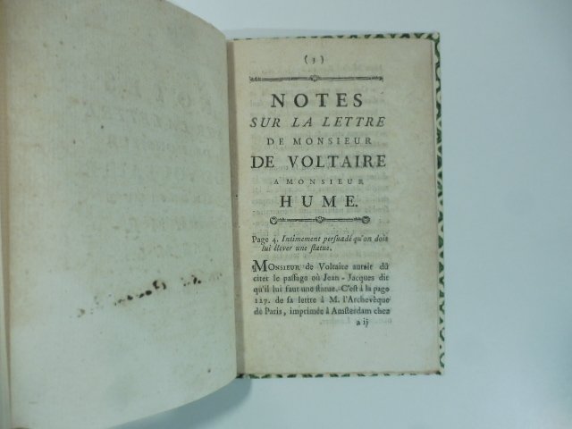 Notes sur la lettre de Monsieur de Voltaire a' Monsieur …
