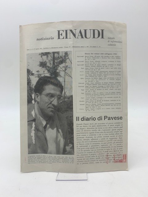 Notiziario Einaudi, anno I, n. 4, 31 agosto 1952. Mensile …