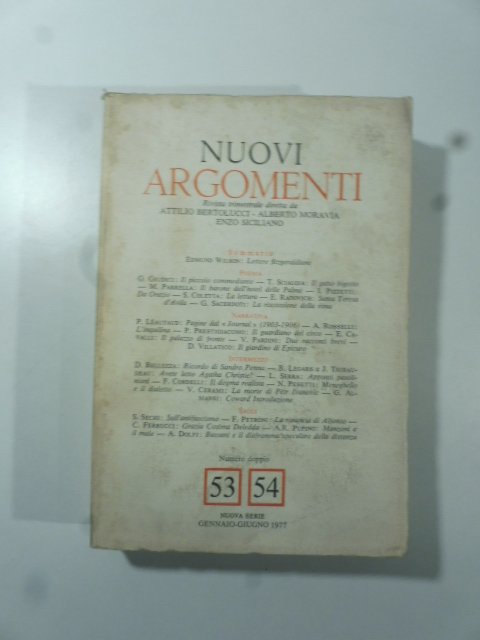 Nuovi Argomenti, nuova serie, gennaio-giugno 1977