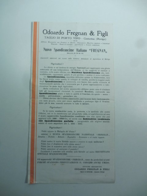Nuovo spandiconcime italiano "Fregnan" - pieghevole pubblicitario