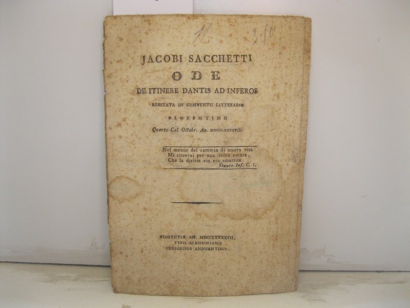 Ode de itinere Dantis ad inferos recitata in conventu litterario …
