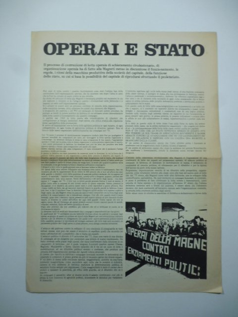 Operai e stato. Il processo di costruzione di lotta operaia.alla …