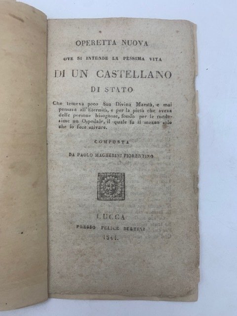 Operetta nuova ove si intende la pessima vita di un … | Immagine principale