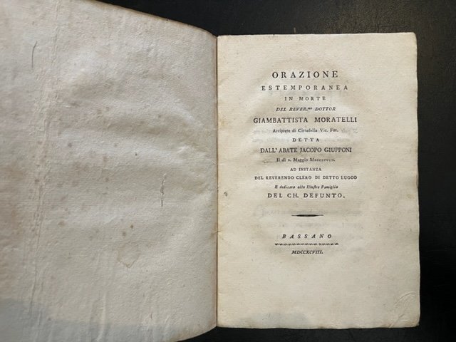 Orazione estemporanea in morte del Revr.mo Dott. Giambattista Moratelli arciprete …