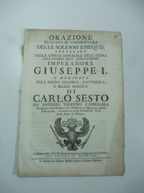 Orazione recitata in congiuntura delle solenni essequie celebrate nella Chiesa …