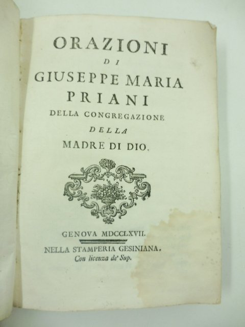 Orazioni di Giuseppe Maria Priani della Congregazione della Madre di …