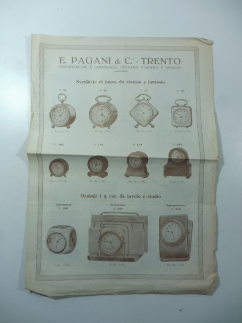 Orologeria E. Pagani & C. Trento. Importazione e commercio orologi, …