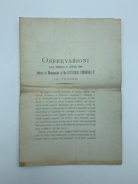 Osservazioni alla perizia 11 luglio 1898 intorno al Monumento al …
