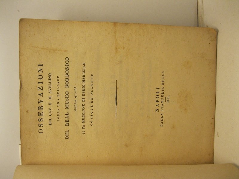 Osservazioni del Cav. F.M.A. sopra una epigrafe del Real Museo …