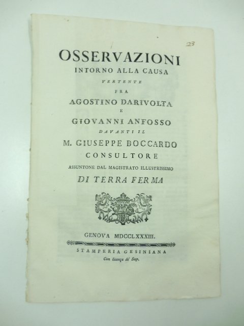 Osservazioni intorno alla causa vertente fra Agostino Darivolta e Giovanni …