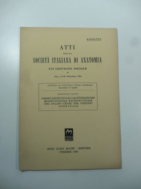 Osservazioni sulle caratteristiche morfologiche macroscopiche del palato umano nel periodo …