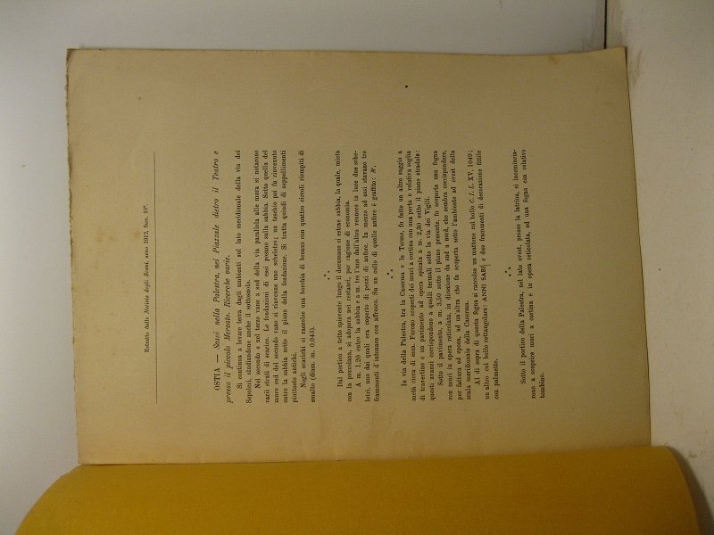 Ostia. Scavi nella Palestra, nel Piazzale dietro il Teatro e …