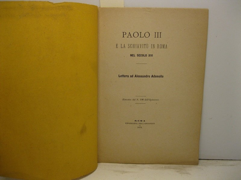 Paolo III e la schiavitu' in Roma nel secolo XVI. … | Immagine principale