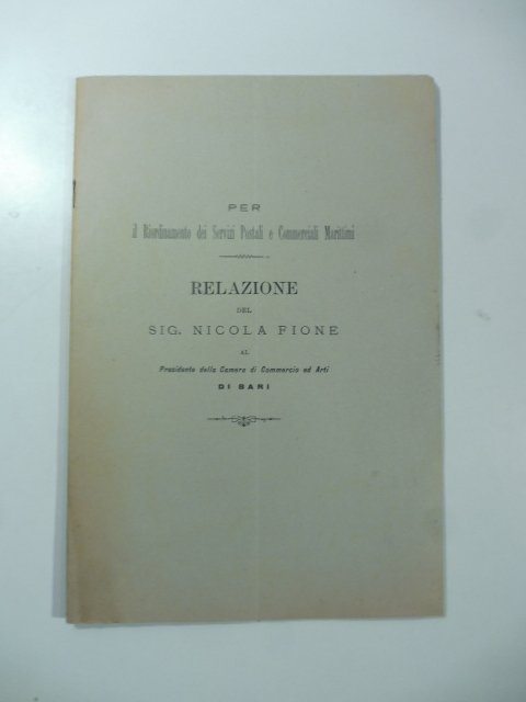 Per il Riordinamento dei Servizi Postali e Commerciali Marittimi - …