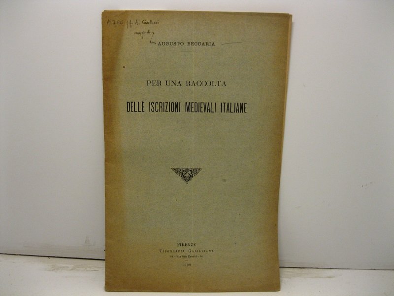 Per una raccolta delle iscrizioni medievali italiane
