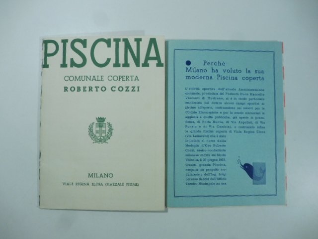 Piscina comunale coperta Roberto Cozzi, Milano. Catalogo illustrato anni Trenta